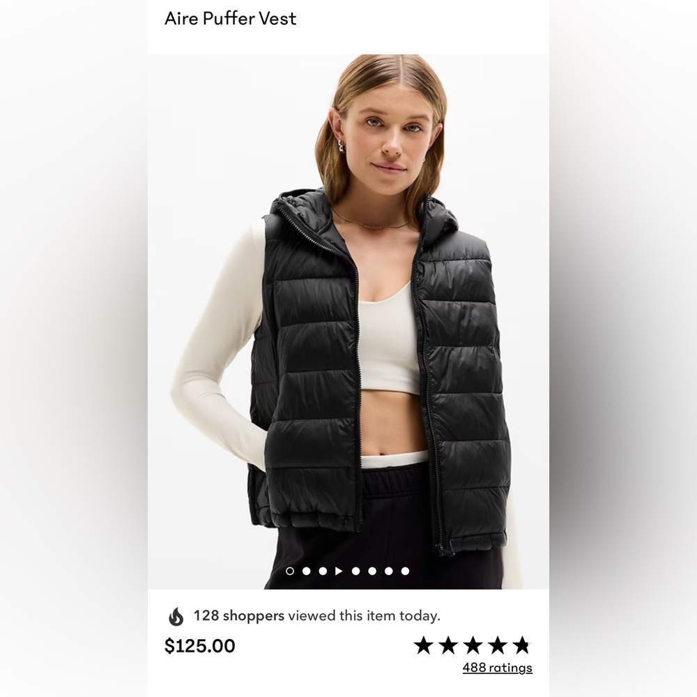 Athleta Black Aire Puffer Vest